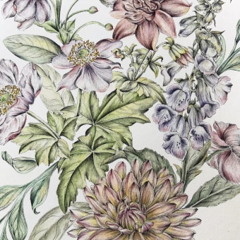 Composición botánica (floristería). Traditional illustration, Painting, Pencil Drawing, Watercolor Painting, Botanical Illustration, Ink Illustration, and Naturalistic Illustration project by Pascale Marie Sabelle - 06.19.2023