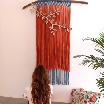 Meu projeto do curso: Macramê 3D: crie uma tapeçaria botânica. Artesanato, Interiores, Macramê, e Design têxtil projeto de Daniela Carvalho - 13.07.2023
