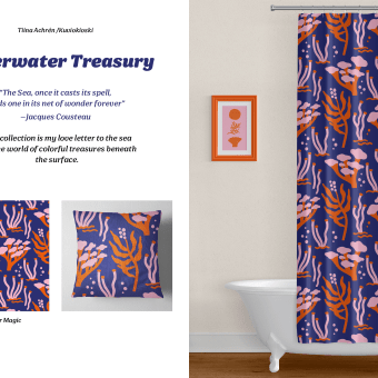 Underwater Treasury -Pattern design for homeware products. Graphic Design, Product Design, Pattern Design, and Digital Illustration project by Tiina Achrén - 01.25.2024
