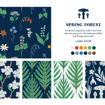Spring Forest. Graphic Design, Product Design, Pattern Design, and Digital Illustration project by Laura Oster - 01.25.2024