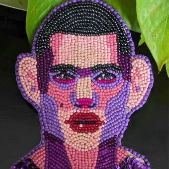 My project for course: Beaded Embroidery Portraits. Accessor, Design, Portrait Illustration, Embroider, Textile Illustration, Decoration, and Textile Design project by bjorn_tunt - 02.14.2024