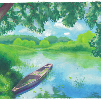 My project for course: Landscape Painting with Gouache for Beginners. Fine Arts, Painting, Naturalistic Illustration, and Gouache Painting project by Sarah Baron - 04.02.2024