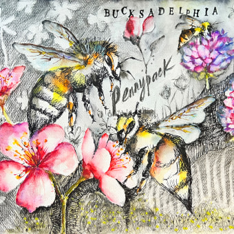 Artwork for the honey label contest. Packaging, Product Design, Sketching, Pencil Drawing, Watercolor Painting, Artistic Drawing, Ink Illustration, and Naturalistic Illustration project by Anna Kapustina - 04.24.2024