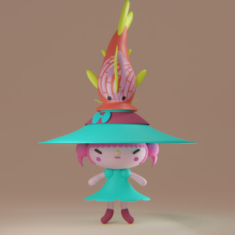 Mi proyecto del curso: Creación de personajes kawaii en 3D con Blender, Koi Witch Pan. Un projet de Illustration traditionnelle, Conception de personnages, Illustration numérique, Modélisation 3D , et Manga de Brian Baldwin Cruzado - 15.04.2024