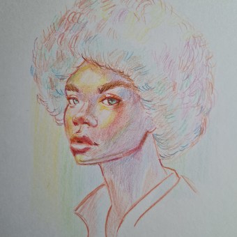 My project for course: Vibrant Portrait Drawing with Colored Pencils. Desenho, Desenho de retrato, Sketchbook, e Desenho com lápis de cor projeto de tove_frennberg - 27.04.2024
