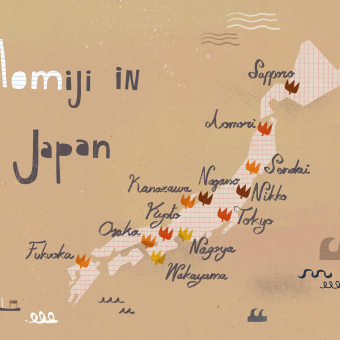 Momiji in Japan. Art Direction, Infographics, Lettering, Digital Illustration, Digital Lettering, Digital Drawing, and Editorial Illustration project by Cris Tamay - 01.01.2024