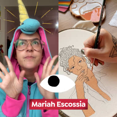 A criatividade da artista e bordadeira Mariah Escossia, no Diários Domestika