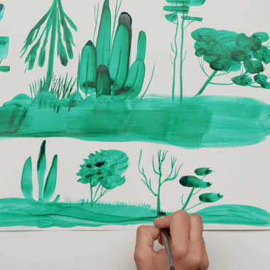Ejercicios para aprender a pintar árboles con diferentes pinceles