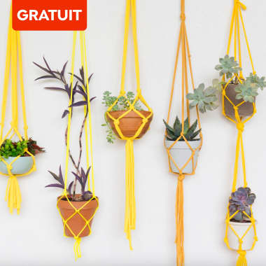 DIY gratuit :  Fabriquer une suspension en macramé pour pot à fleurs