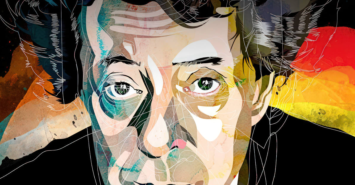 Vector portrait with manual textures