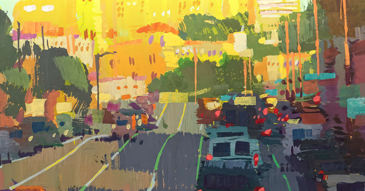 Gouache Painting of Urban Landscapes