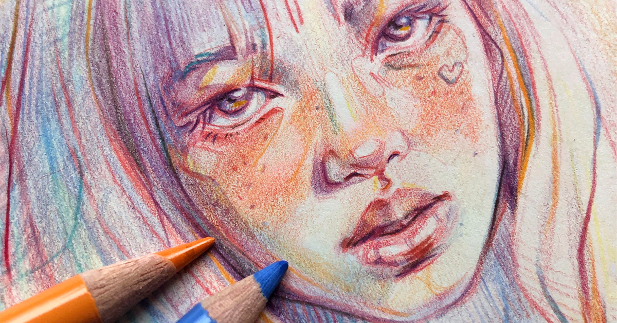 Vibrant Portrait Drawing with Colored Pencils