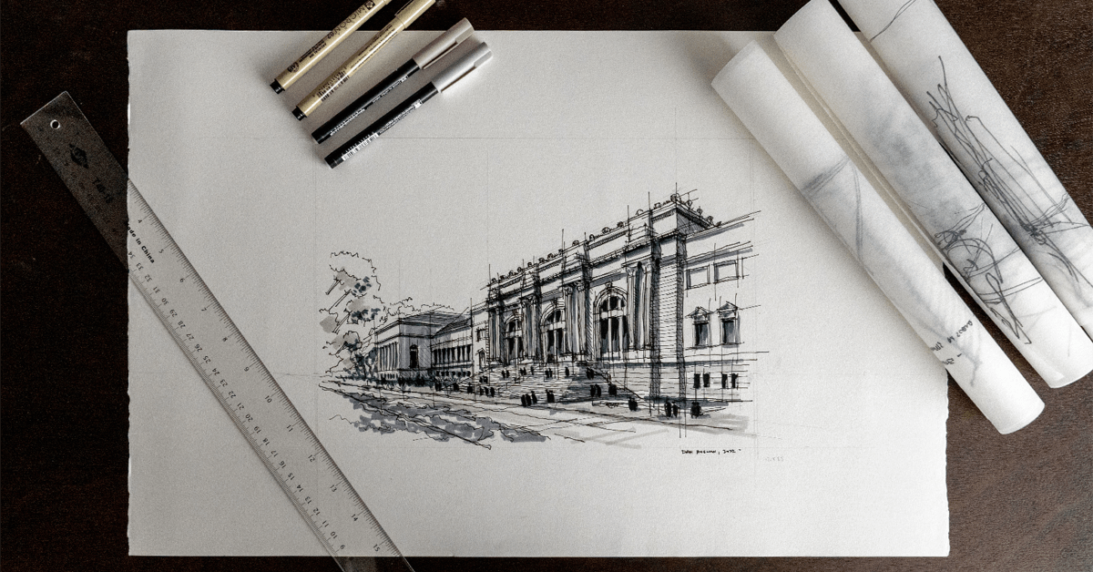 Urban Architectural Sketching with Ink