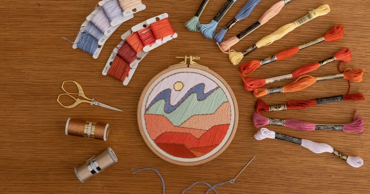 Stained Glass Landscape- Intermediate DIY Embroidery Kit – MCreativeJ
