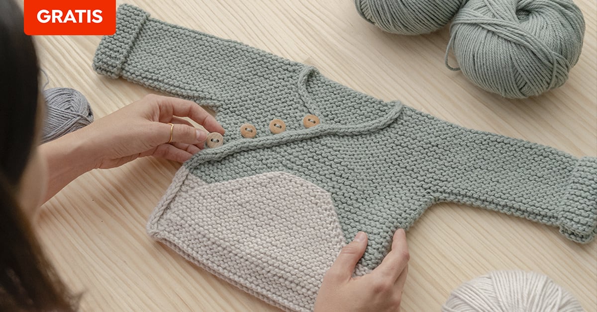 Descarga gratis un patron de chaqueta de punto COMFY para bebes Domestika
