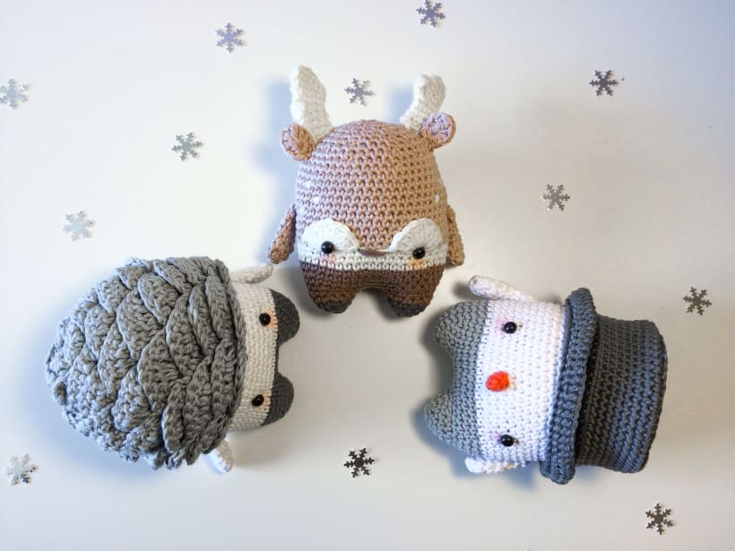 Requisitos peligroso salto Nuevo Trío de muñecos crochet amigurumi "Winter Series" | Domestika