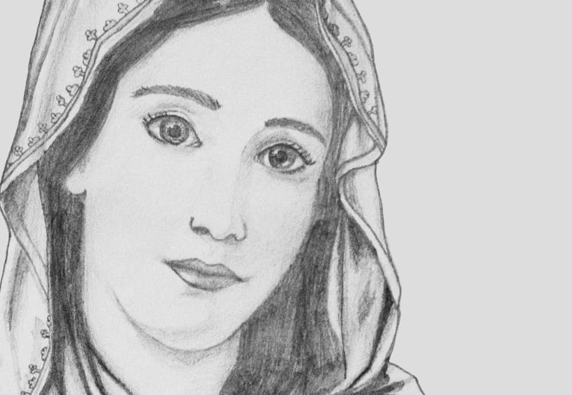  Virgen María (Rosa Mística)  Del dibujo a lápiz a la ilustración digital
