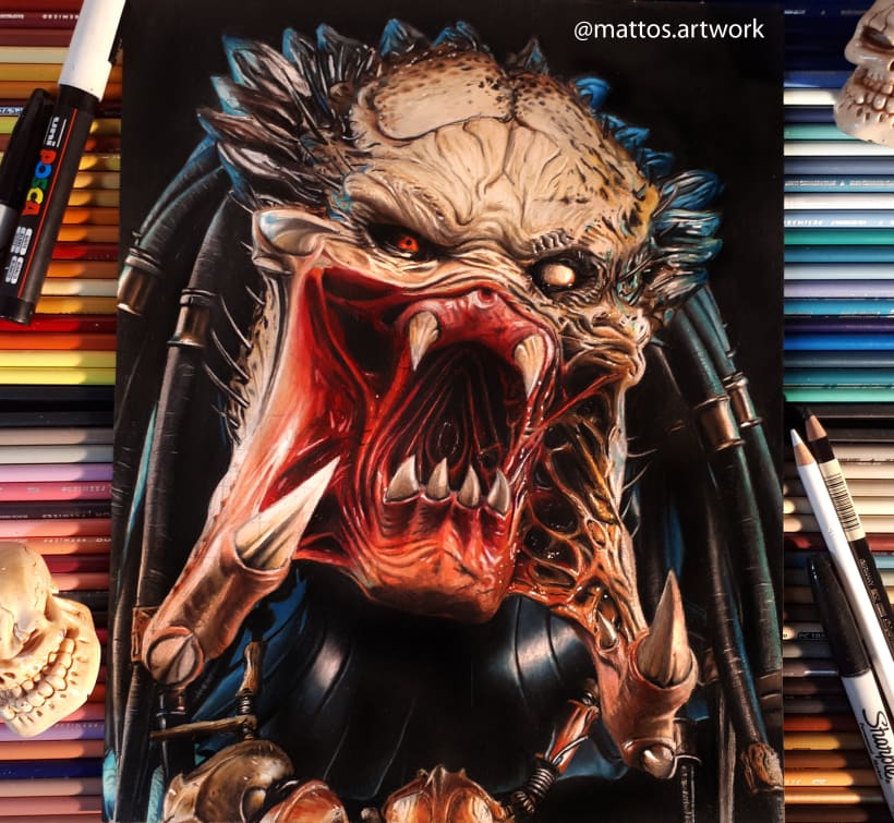 Predator - Ilustraciòn en làpices de colores | Domestika