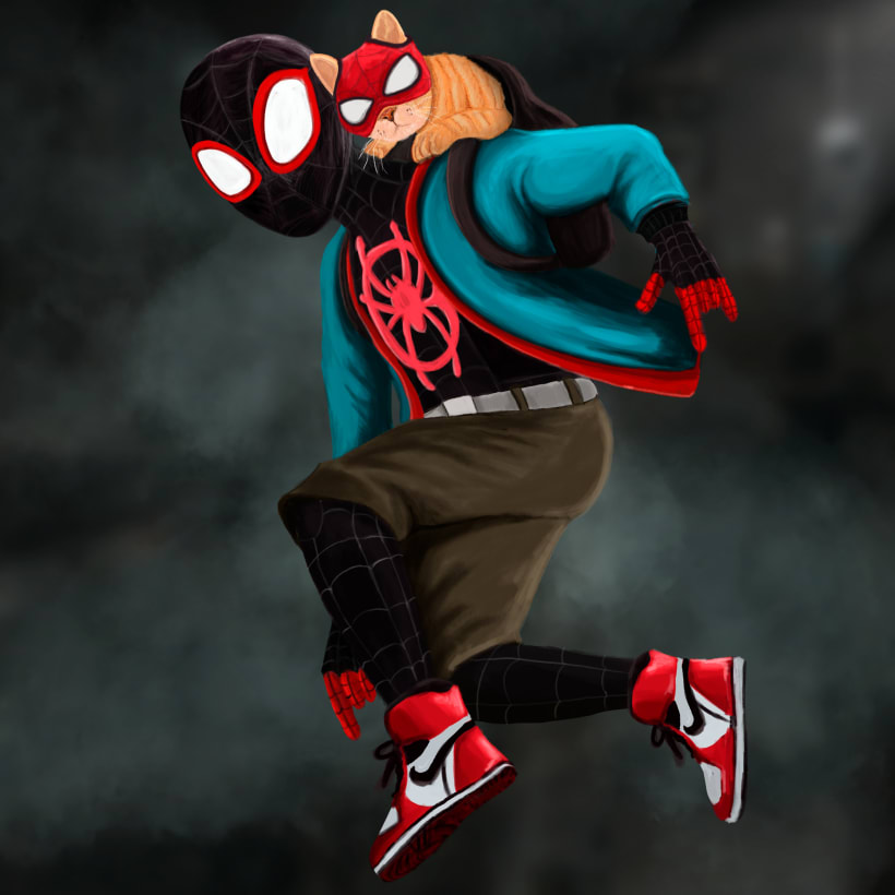 Spiderman Miles Morales with Spider-cat | Domestika