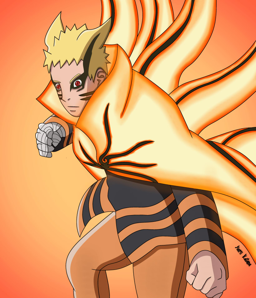 Naruto desenhado e pintado digitalmente no Sai
