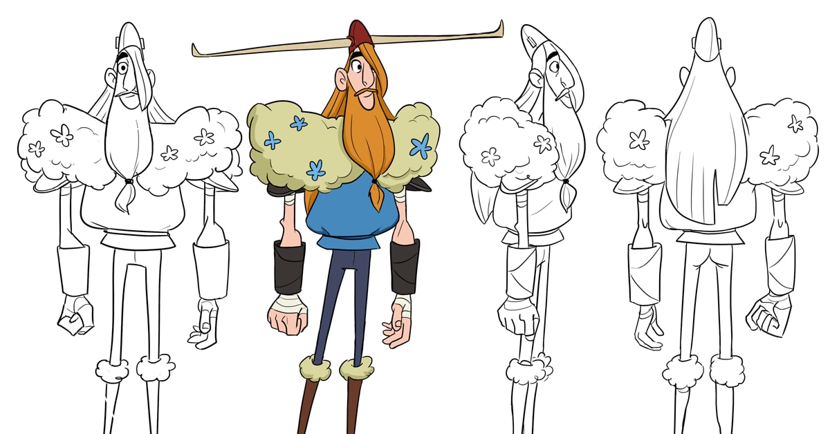 Character Design reference Sheet Turn Around Flat Color  Etsy