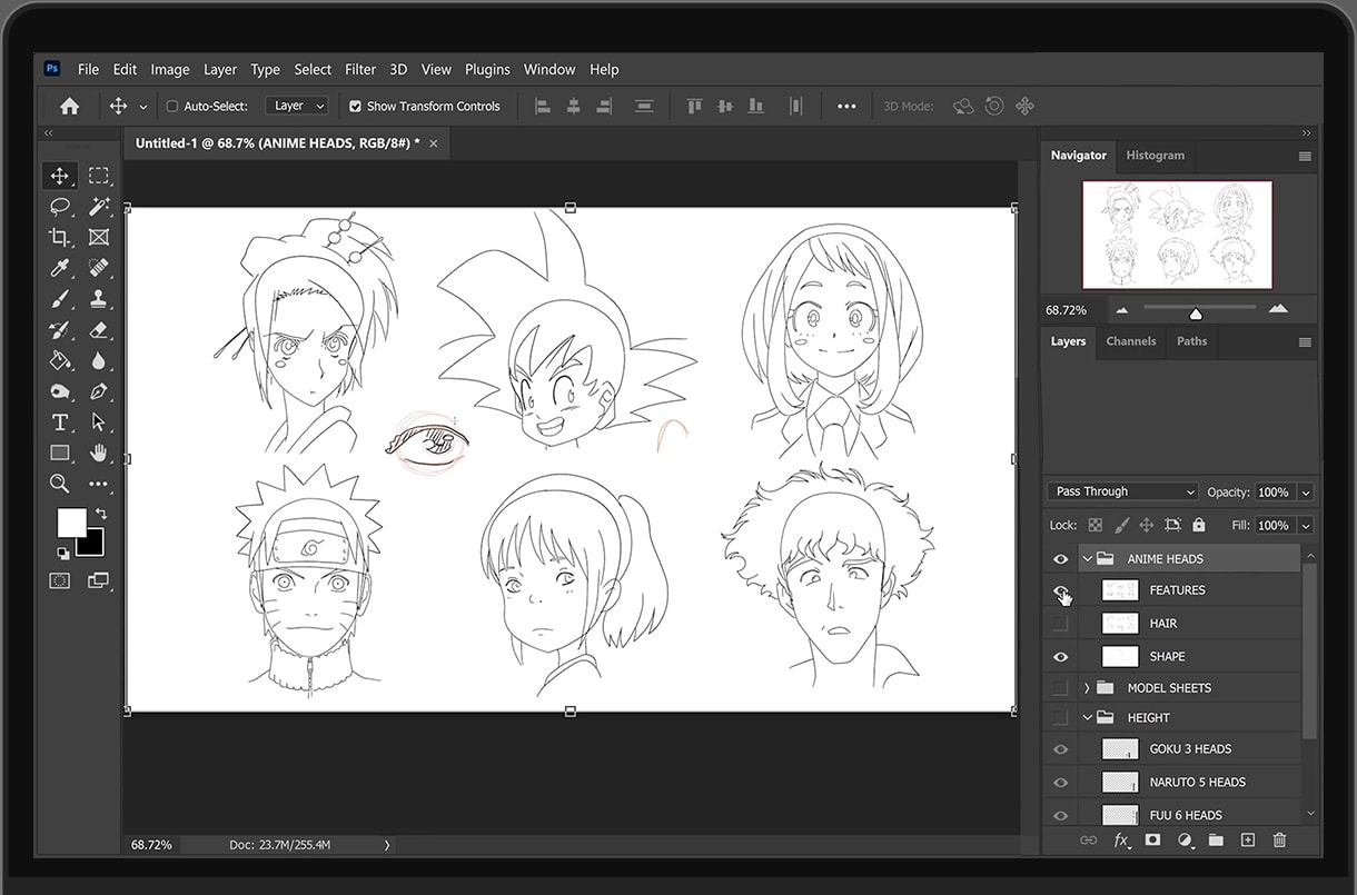 Anime Head and Face in 3/4 View Coloring Page | Easy Drawing Guides