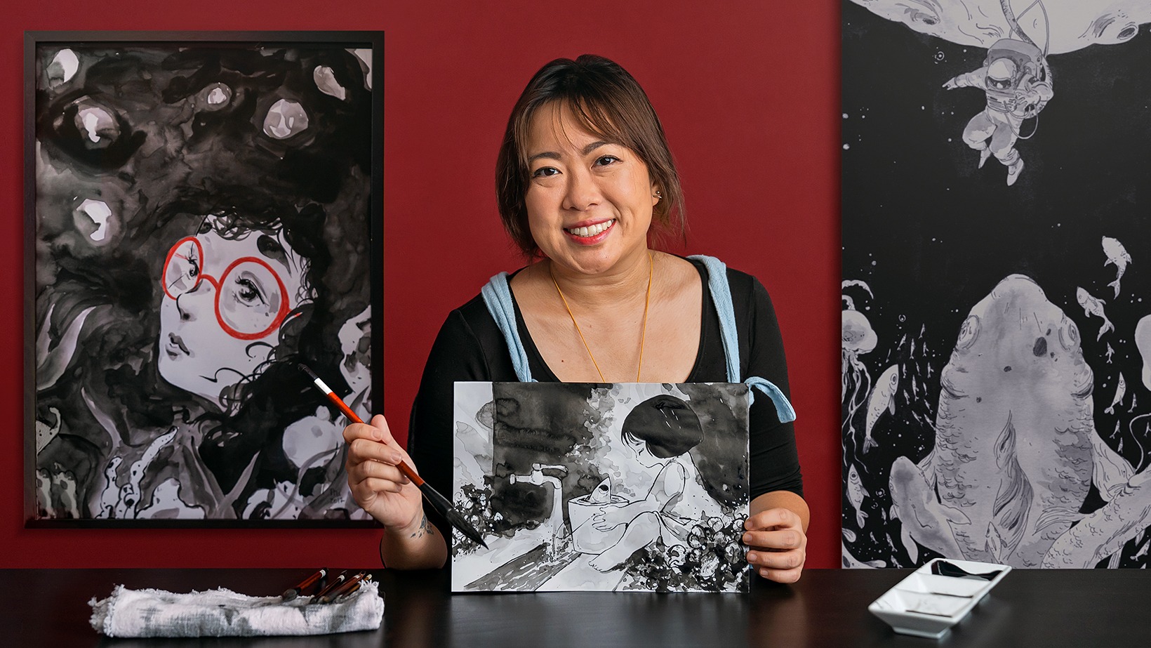 India Ink Illustration With Japanese Influence Mika Takahashi