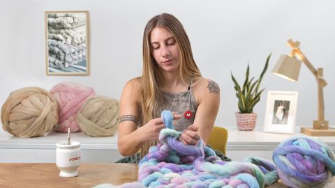 Introducción al arm knitting y teñido de lana