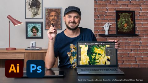 Técnicas de ilustração de retratos com Illustrator e Photoshop