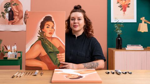 Pintura de retratos femeninos con acrílico