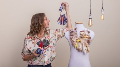 Author jewelry with reclaimed fabrics