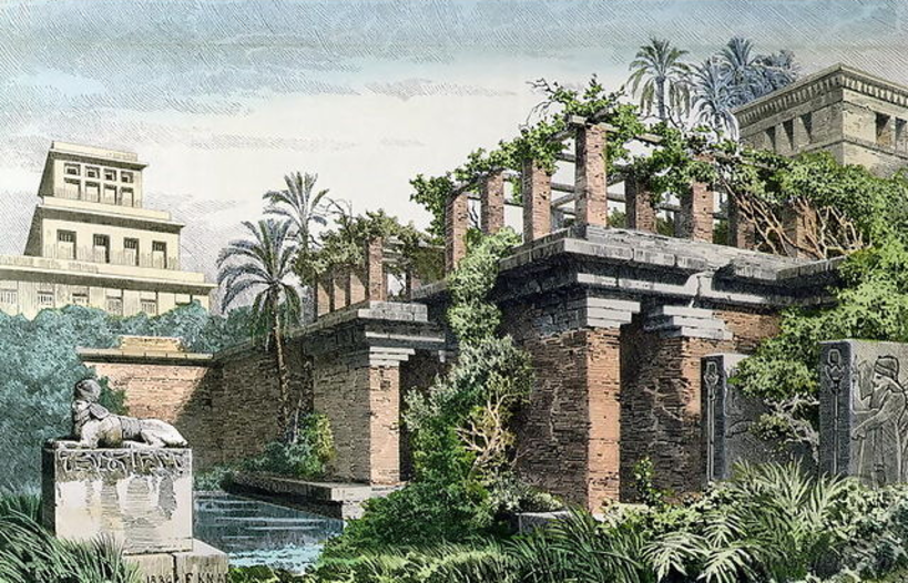Jardines Colgantes de Babilonia por Ferdinand Knab (1886). Considerados una de las 7 maravillas del mundo antiguo.