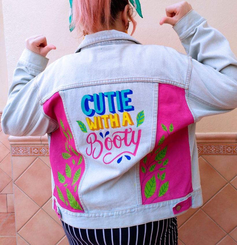 Custom lettering jacket with acrylics 7