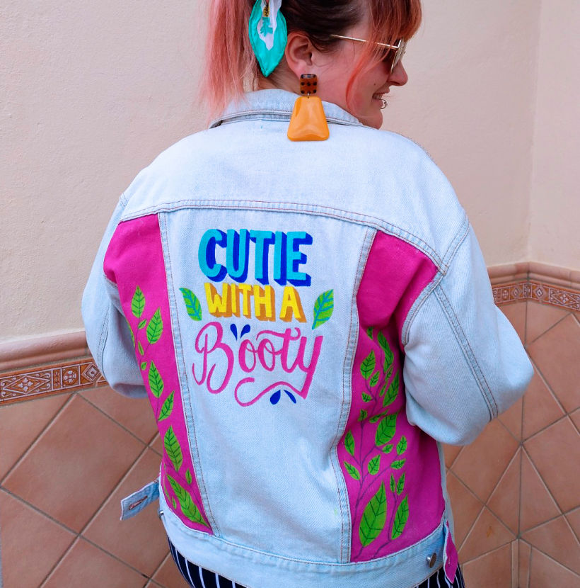 Custom lettering jacket with acrylics 5