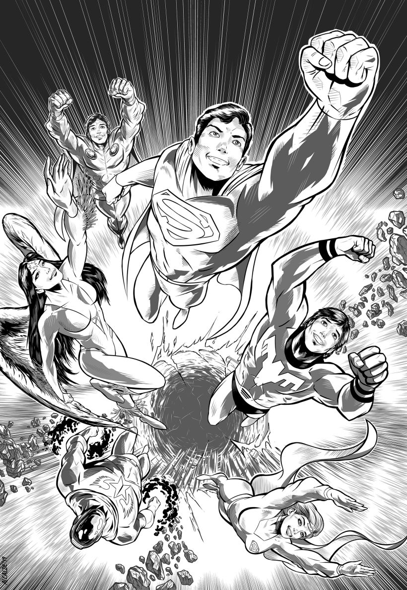 DC COMICS CONVERGENCE COVER LEGION OF SUPER-HEROES REDUX - Commission 0
