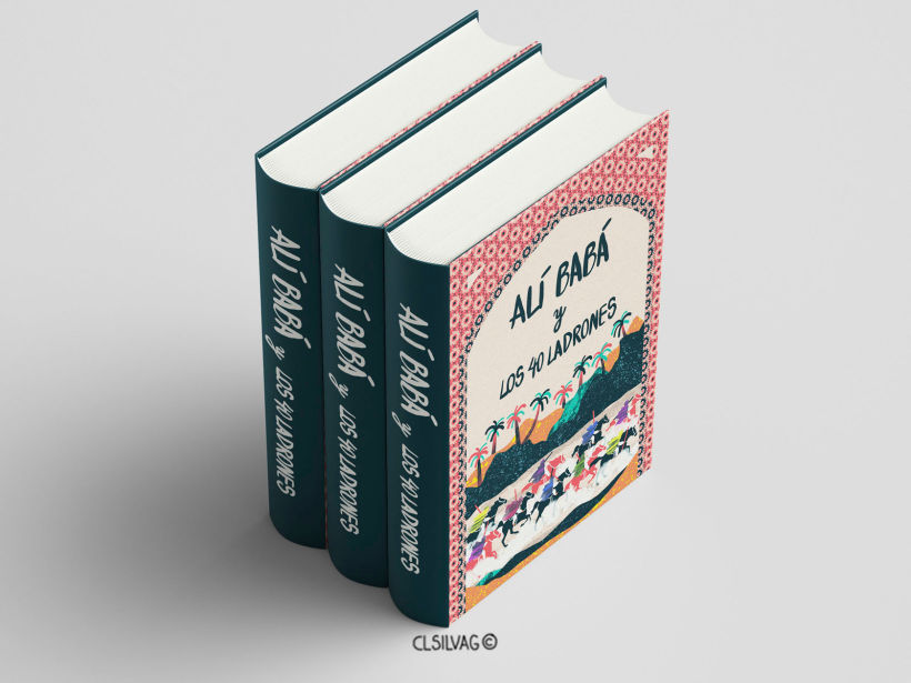 Mockup Re-diseño de portada del cuento infantil Alí Babá y los 40 ladrones.