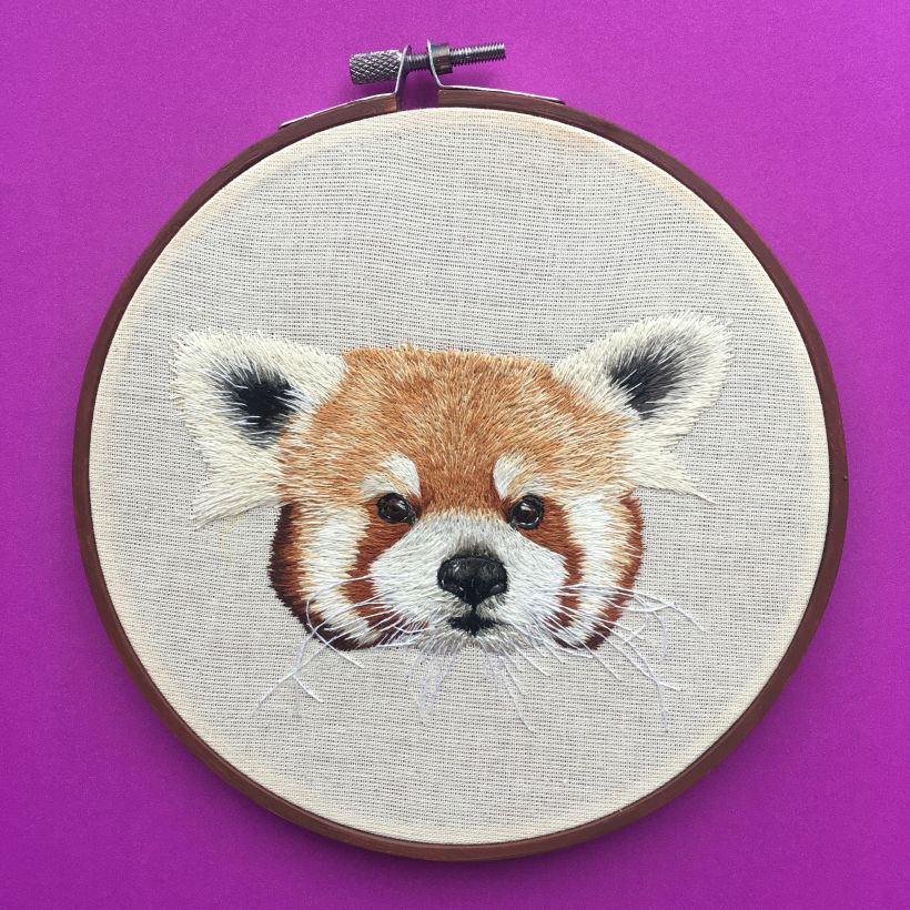 Needle painting para principiantes - Panda Rojo 1