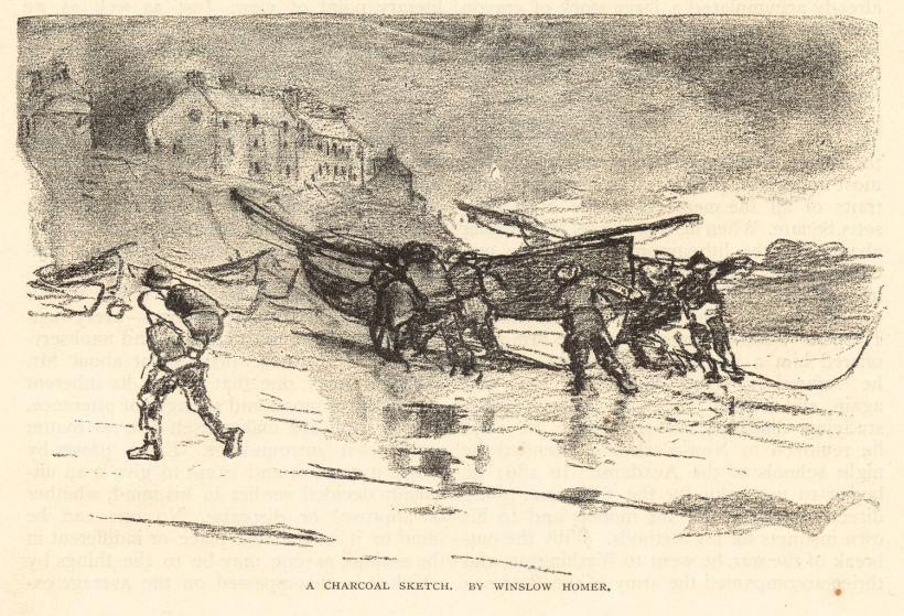 Boceto. Homer Winslow (1883). Carboncillo sobre papel