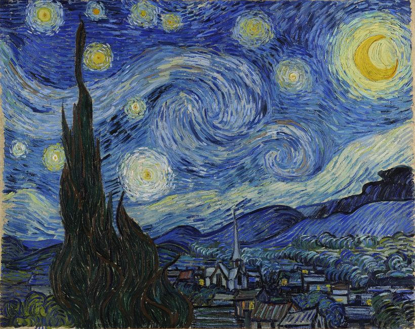La noche estrellada (1889). Vincent van Gogh. Óleo con espátula
