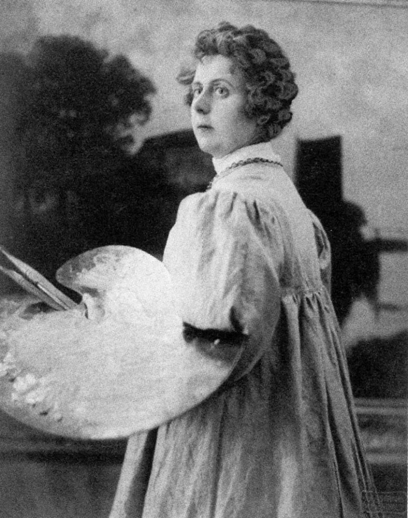 La pintora alemana Sophie Wencke con su paleta (1898)