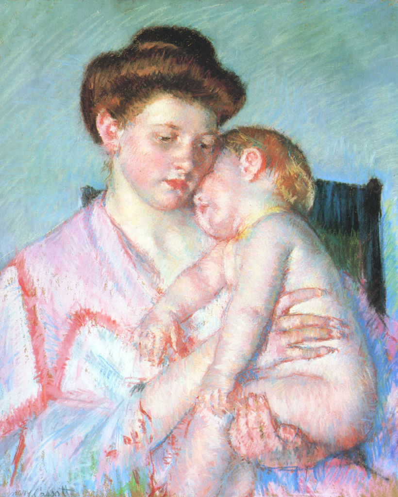 Bebé durmiendo. Mary Cassat (1910). Pastel sobre papel