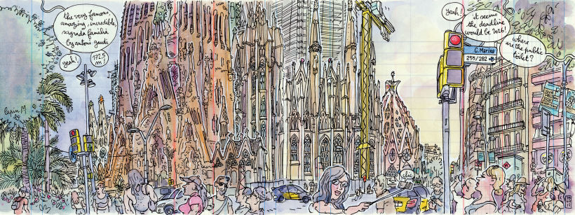 extract from the travel book "Barcelona", the very famous incredible Sagrada Familia by Antoni Gaudi.