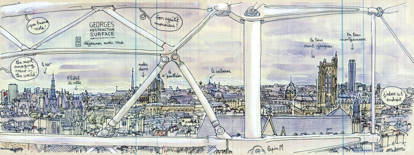 extract from the travel book "Paris", the outstanding view from the last floor of the Centre Pompidou.