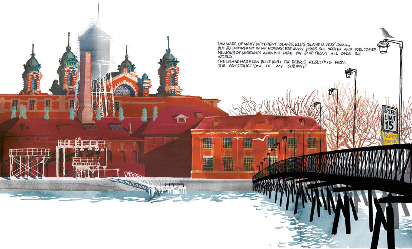 Ellis Island, from my illustrated book " I am New York", Moleskine