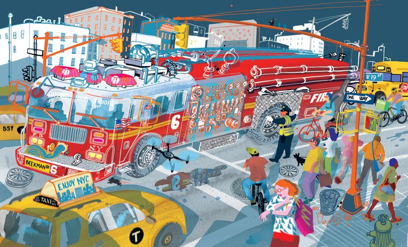 Firemen Truck, from my illustrated book " I am New York", Moleskine