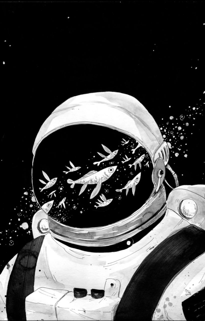 Ilustración de la serie Astronautas, de Mika Takahashi