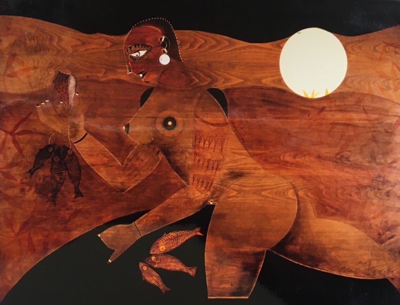 "Shambala y los peces" (1995)  Pintura//madera