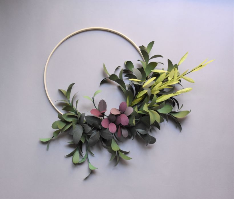 Paper foliage hoop wreath -1