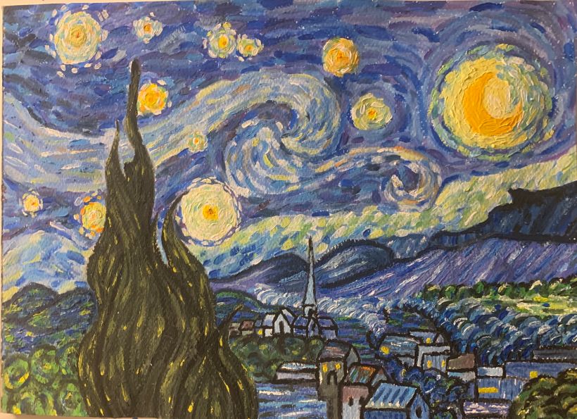 Mi versión de La noche estrellada del genio de Van Gogh <3 