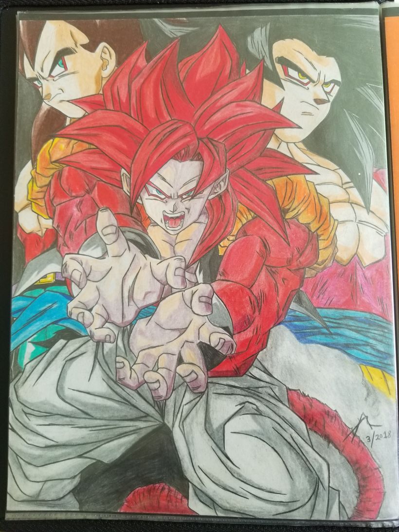 My drawing of Super Saiyan 4 Goku, pretty happy with how it came out! :  r/dbz
